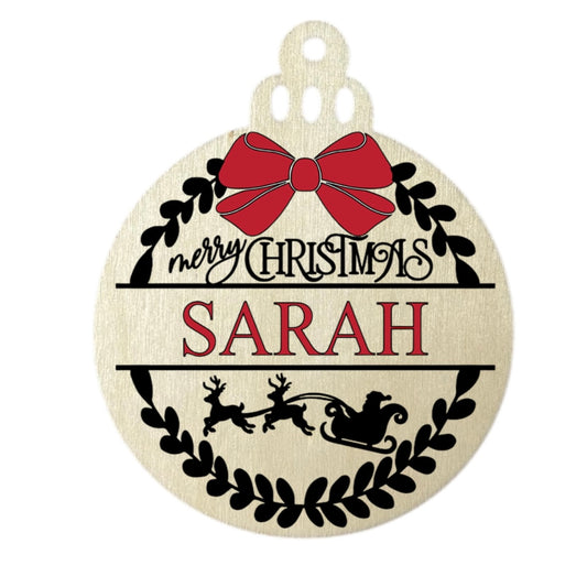 Boule de Noël bois traîneau